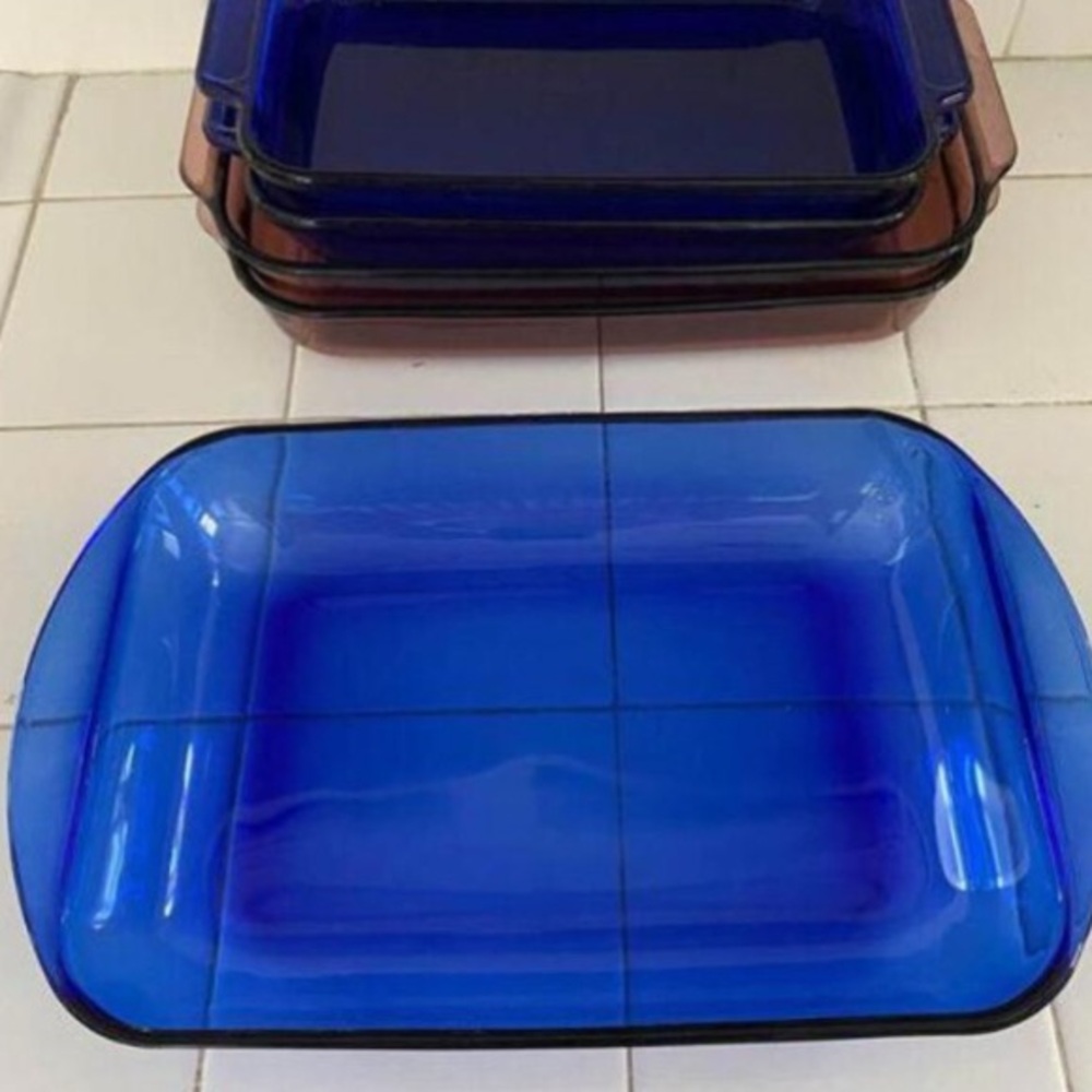 3 Total: (2) 2 Qt and (1) 3 Qt Cobalt BluCasserole Dish Anchor Hocking